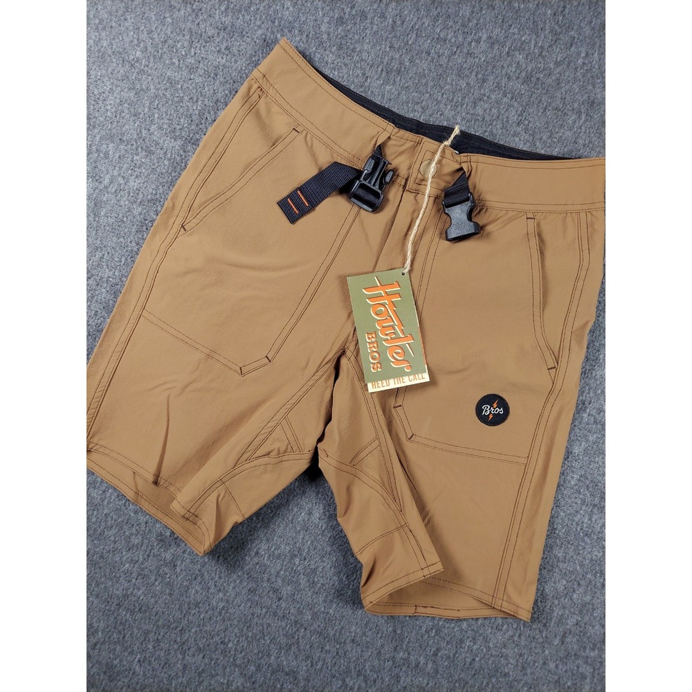 Howler Bros Tamarin Tech Shorts Mens 28 Fossil Tan Belted Cargo Hiking NWT
